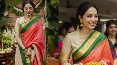 Shobhita Dhulipala's Pasupu Danchadam saree Shobhita Dhulipala's Pasupu Danchadam saree