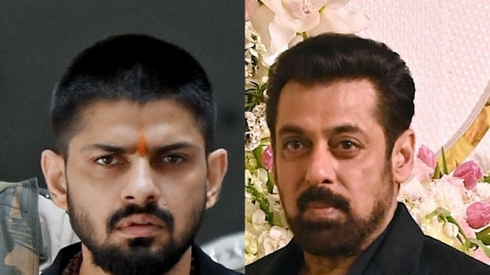 The sender earlier threatened Salman Khan (right) to pay ₹5 crore to end enmity with gangster Lawrence Bishnoi. (left)