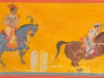 Three Polo Players; Bikaner, Rajasthan, India; Early 17th century; Ink and opaque watercolor on paper; 7 x 23.3 cm; The Metropolitan Museum of Art.