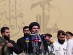 FILE PHOTO: Senior Hezbollah official Hashem Safieddine speaks during the funeral of Mohammed Nasser, a senior Hezbollah commander who was killed by what security sources say was an Israel strike on Wednesday, in Beirut's southern suburbs, Lebanon July 4, 2024. REUTERS/Aziz Taher/File Photo