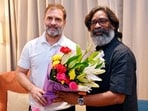 Jharkhand chief minister Hemant Soren with Lok Sabha LoP and Congress leader Rahul Gandhi in Ranchi.