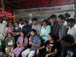 Kolkata: Dr Arnab Mukhopadhyay and other junior doctors address the media announcing withdrawal of their fast unto death over RG Kar Medical College rape and murder incident (PTI Photo/Swapan Mahapatra) Kolkata: Dr Arnab Mukhopadhyay and other junior doctors address the media announcing withdrawal of their fast unto death over RG Kar Medical College rape and murder incident (PTI Photo/Swapan Mahapatra)