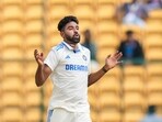 Mohammed Siraj reacts during the fifth day of the first test cricket match between India and New Zealand. Mohammed Siraj reacts during the fifth day of the first test cricket match between India and New Zealand.