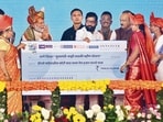 Thane, India - October 05, 2024: Prime Minister Narendra Modi attended the ground breaking and benefit distribution ceremony of various projects at Kasarwadvali Ghodbunder Road in Thane. On this occasion the womens beneficiaries of Chief Minister Majhi Ladki Bahin Yojana were facilitated Chief Minister Eknath Shinde, Deputy Chief Minister Devendra Fadnavis, Deputy Chief Minister Ajit Pawar were present on this occasion. ,in Thanei,in Mumbai, India, on, Saturday, October 05, 2024. ( Praful ÊGangurde /HT Photo )