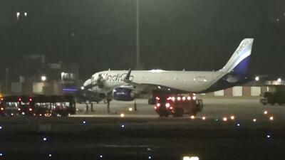 An Indigo aircraft from Saudi Arabia after it made an emergency landing following a bomb threat at Jaipur airport on October 15. (PTI) An Indigo aircraft from Saudi Arabia after it made an emergency landing following a bomb threat at Jaipur airport on October 15. (PTI)