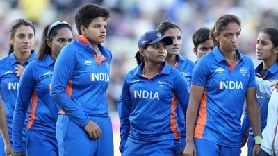 India's captain Harmanpreet Kaur, second right, and teammates react after their loss in the women's cricket T20 final match against Australia at Edgbaston at the Commonwealth Games 2022 (AP) India's captain Harmanpreet Kaur, second right, and teammates react after their loss in the women's cricket T20 final match against Australia at Edgbaston at the Commonwealth Games 2022 (AP)