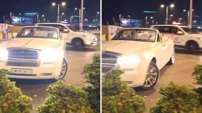 The image shows Ambani twins Isha Ambani and Akash Ambani in a Rolls-Royce. (Screengrab) The image shows Ambani twins Isha Ambani and Akash Ambani in a Rolls-Royce. (Screengrab)