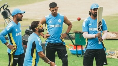 Indian players during a practice session ahead of the second Test cricket match between India and New Zealand, at Maharashtra Cricket Association Stadium in Pune, Tuesday, Oct. 22 (PTI)