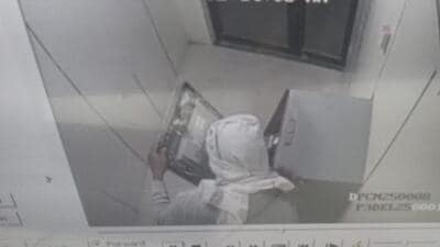 The FIR filed on Tuesday into the attempted ATM robbery, which happened around 1.30am on October 21, stated that an unknown individual damaged the ATM, specifically targeting the card reader to steal money. (Video grab)
