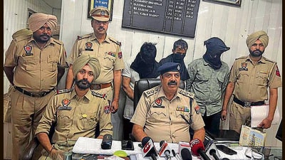 The accused in Ludhiana police custody on Tuesday. (HT Photo)