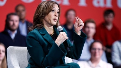 Kamala Harris is at the center of a plagiarism controversy, with allegations of copying significant portions of a colleague's text in her 2007 testimony. (Photo by KAMIL KRZACZYNSKI / AFP) (AFP) Kamala Harris is at the center of a plagiarism controversy, with allegations of copying significant portions of a colleague's text in her 2007 testimony. (Photo by KAMIL KRZACZYNSKI / AFP) (AFP)