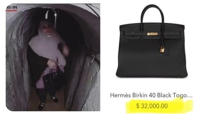 Israel's post claimed that Samar Muhammad Abu Zamar was carrying a luxury Hermes Birkin bag which is estimated to be worth $32,000. (X/Israel) Israel's post claimed that Samar Muhammad Abu Zamar was carrying a luxury Hermes Birkin bag which is estimated to be worth $32,000. (X/Israel)