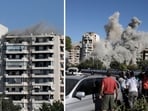 Smoke rises from a building that was hit by an Israeli airstrike in Ghobeiri, Beirut, Lebanon. Smoke rises from a building that was hit by an Israeli airstrike in Ghobeiri, Beirut, Lebanon.