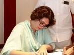 AICC General Secretary and party candidate Priyanka Gandhi Vadra files her nomination papers from Wayanad constituency for the upcoming Lok Sabha by-polls. (PTI Photo)