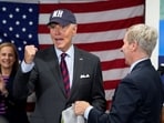 U.S. President Joe Biden visits the New Hampshire Democratic Party Headquarters, in Concord, New Hampshire, U.S., October 22, 2024. 