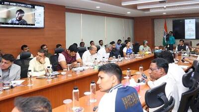 Athletes and coaches during a consultation meeting with Sports Ministry on draft National Sports Governance Bill. (PIB) Athletes and coaches during a consultation meeting with Sports Ministry on draft National Sports Governance Bill. (PIB)