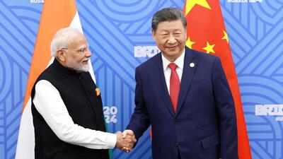Chinese President Xi Jinping and Prime Minister Narendra Modi meet on the sidelines of the BRICS summit in Kazan, Russia (VIA REUTERS) Chinese President Xi Jinping and Prime Minister Narendra Modi meet on the sidelines of the BRICS summit in Kazan, Russia (VIA REUTERS)