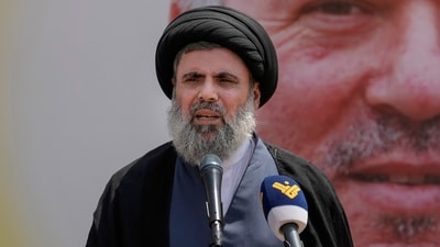 Senior Hezbollah leader Hashem Safieddine speaks during a funeral procession in the southern suburbs of Beirut, Wednesday, June 12, 2024. (AP Photo/Bilal Hussein) (AP) Senior Hezbollah leader Hashem Safieddine speaks during a funeral procession in the southern suburbs of Beirut, Wednesday, June 12, 2024. (AP Photo/Bilal Hussein) (AP)