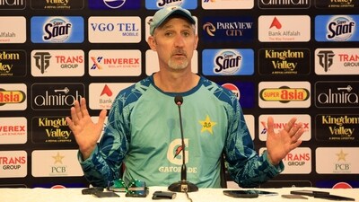 Pakistan head coach Jason Gillespie during the press conference. (REUTERS)