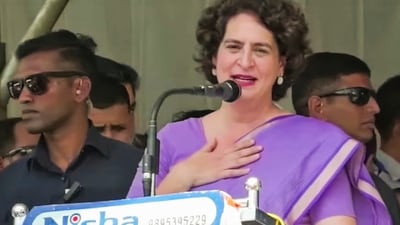 Congress leader Priyanka Gandhi Vadra addresses a nomination rally for the upcoming Wayanad Lok Sabha bypoll, in Wayanad. (PTI) Congress leader Priyanka Gandhi Vadra addresses a nomination rally for the upcoming Wayanad Lok Sabha bypoll, in Wayanad. (PTI)
