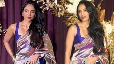 Sobhita Dhulipala posed for the paparazzi at Manish Malhotra's Diwali party. Sobhita Dhulipala posed for the paparazzi at Manish Malhotra's Diwali party.