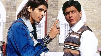 Zayen Khan and Shah Rukh Khan in a still from Main Hoon Na. Zayen Khan and Shah Rukh Khan in a still from Main Hoon Na.