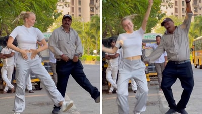 Mumbai's famous "Dancing Cop" was seen grooving with Instagram influencer Isabell Afro on the streets (Instagram/isabell.afro) Mumbai's famous "Dancing Cop" was seen grooving with Instagram influencer Isabell Afro on the streets (Instagram/isabell.afro)