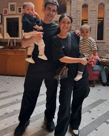 Gautam Rode and Pankhuri Awasthy with twins Radhya and Raditya.