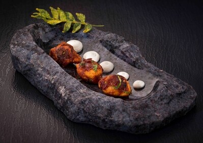 Stir Fried Chicken, Buttermilk Mousse, Curry Leaf Tempura Stir Fried Chicken, Buttermilk Mousse, Curry Leaf Tempura