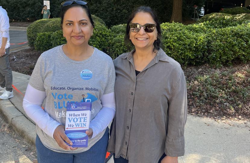 Kiran and Mona (on the right) volunteer with the Kamala Harris campaign as Mona expresses shock at the number of immigrants backing Trump . (HT)