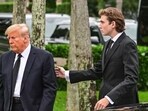 Former US President Donald Trump and his son Barron Trump attend the funeral of former first lady Melania Trump's mother Amalija Knavs, Former US President Donald Trump and his son Barron Trump attend the funeral of former first lady Melania Trump's mother Amalija Knavs,