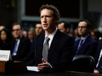 FILE PHOTO: Meta's CEO Mark Zuckerberg reacts as he testifies during the Senate Judiciary Committee hearing on online child sexual exploitation at the U.S. Capitol in Washington, U.S., January 31, 2024. REUTERS/Evelyn Hockstein/File Photo