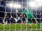 Manchester City's Erling Haaland scores their second goal