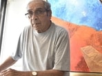 In this file photo, Artist Akbar Padamsee photographed at his residence at Prabhadevi in Mumbai, India, on Friday, August 12, 2016.