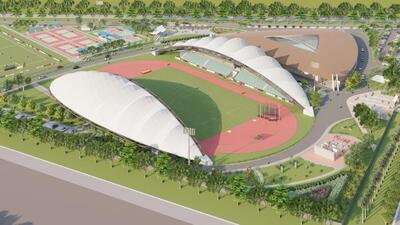 A 3D view of the proposed sports complex, which is to be developed over 26 acres in Sector 123, Noida. (HT Photo) A 3D view of the proposed sports complex, which is to be developed over 26 acres in Sector 123, Noida. (HT Photo)