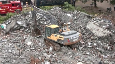 Rescue and restoration work underway at the site where an under-construction building collapsed in the Horamavu Agara area in Bengaluru on Thursday. (ANI) Rescue and restoration work underway at the site where an under-construction building collapsed in the Horamavu Agara area in Bengaluru on Thursday. (ANI)