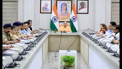 Chief minister Yogi Adityanath at a law and order review meeting on Thursday. (Sourced) Chief minister Yogi Adityanath at a law and order review meeting on Thursday. (Sourced)