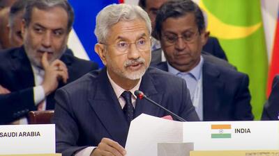 External affairs minister S Jaishankar during the BRICS Outreach Session in Kazan, Russia (PTI VIA @DrSJaishankar) External affairs minister S Jaishankar during the BRICS Outreach Session in Kazan, Russia (PTI VIA @DrSJaishankar)