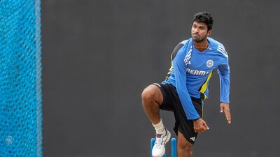 India's Washington Sundar attends a practice session. (PTI) India's Washington Sundar attends a practice session. (PTI)