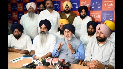 Senior SAD leader Daljit Singh Cheema addressing mediapersons in Chandigarh on Thursday. (Sourced) Senior SAD leader Daljit Singh Cheema addressing mediapersons in Chandigarh on Thursday. (Sourced)