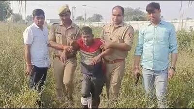 The suspect was arrested after a brief shoot-out with the police in Nandgram area of Ghaziabad on Thursday. (HT Photo) The suspect was arrested after a brief shoot-out with the police in Nandgram area of Ghaziabad on Thursday. (HT Photo)