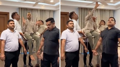 In the video, Shikhar Dhawan can be seen channeling his inner Laddu Muthya baba. (Instagram/@shikhardofficial) In the video, Shikhar Dhawan can be seen channeling his inner Laddu Muthya baba. (Instagram/@shikhardofficial)
