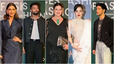 Sonali Bendre, Hardik Pandya, Sudha Reddy, Uorfi Javed and Vedang Raina at an event. Sonali Bendre, Hardik Pandya, Sudha Reddy, Uorfi Javed and Vedang Raina at an event.