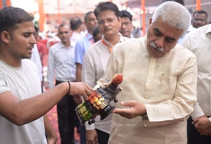 Minister Rakesh Sachan at the mela Minister Rakesh Sachan at the mela