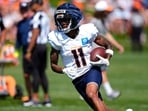 Denver Broncos wide receiver Josh Reynolds takes part in drills at an NFL football training camp Friday, Aug. 2, 2024, at the team's headquarters in Centennial, Colo. Denver Broncos wide receiver Josh Reynolds takes part in drills at an NFL football training camp Friday, Aug. 2, 2024, at the team's headquarters in Centennial, Colo.