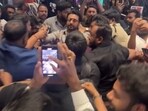 Fans crowded around Suriya as he promoted Kanguva in Hyderabad on Thursday. Fans crowded around Suriya as he promoted Kanguva in Hyderabad on Thursday.
