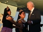 US President Joe Biden greets members of a Native American community upon arrival at Phoenix Sky Harbor International Airport in Phoenix, Arizona on October 24, 2024. (File image) US President Joe Biden greets members of a Native American community upon arrival at Phoenix Sky Harbor International Airport in Phoenix, Arizona on October 24, 2024. (File image)