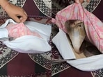 A viral video showed a snake charmer rescuing a cobra hidden under a sofa cover, shocking viewers.






