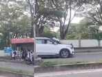 The incident occurred around 2 pm in front of Sahyadri College in Shivamogga.
