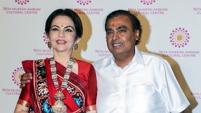 Mukesh Ambani credited his wife Nita Ambani as the brain behind Jio World Centre. (Ashish Vaishnav) Mukesh Ambani credited his wife Nita Ambani as the brain behind Jio World Centre. (Ashish Vaishnav)